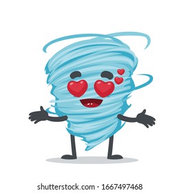 vector illustration of mascot or tornado character with love eye