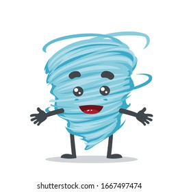 vector illustration of mascot or tornado character open hand