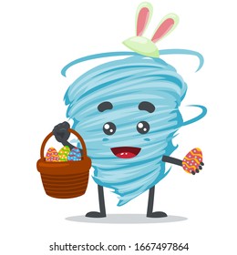 ilustración vectorial de personaje de mascota o tornado con traje de fiesta de Pascua