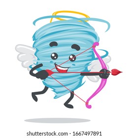 vector illustration of mascot or tornado character wearing cupid costume