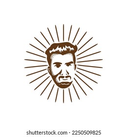 vector illustration of a masculine man's face vintage