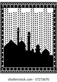 a vector illustration of a masjid art in silhouette