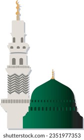 Vector illustration of Masjid Nabawi, perfect for Islamic projects.