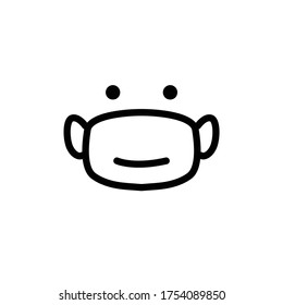 Vector illustration mask icon or logo with line design style black