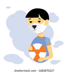Vector illustration with a masked child. This image can be used for informational medical posters.