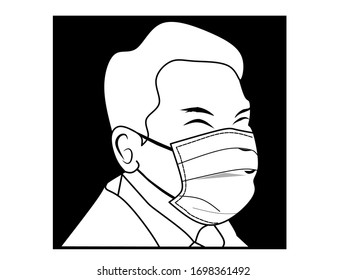 vector illustration of a masked man