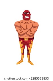 Vector illustration of a masked wrestling fighter, in cartoon style.