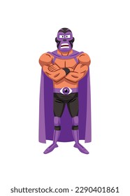 Vector illustration of a masked wrestling fighter, in cartoon style.