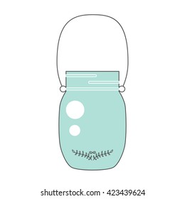 Vector illustration of mason glass jar in retro style. Element for design invitation, wedding card, party, holidays idea, save the date. Vector glass jar for canning. 