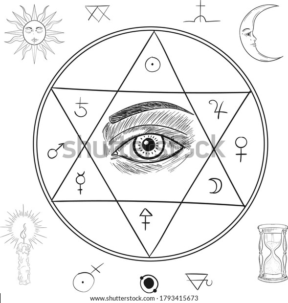 Vector Illustration Masonic Eye Freemason Spiritual Stock Vector ...