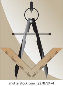 Vector Illustration Of The Masonic Square And Compass