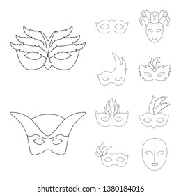 Vector illustration of masquerade  and mystery logo. Set of masquerade  and festival stock vector illustration.