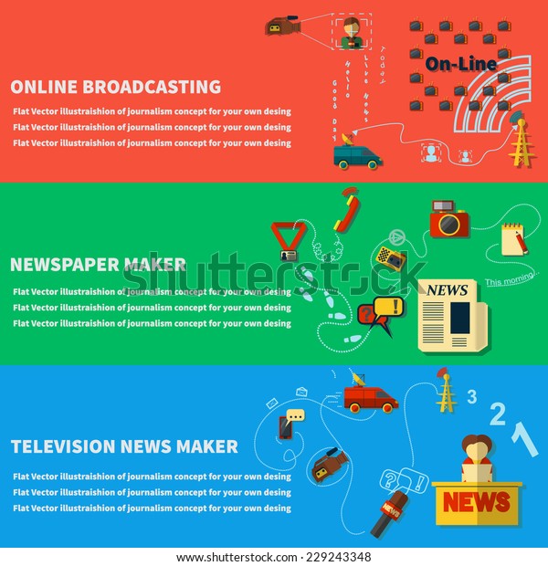 Vector Illustration Mass Media Journalism Broadcasting Stock Vector
