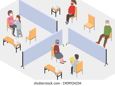 Vector illustration of mass vaccination.
