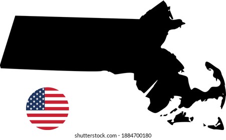 ilustración vectorial del mapa de Massachusetts con bandera estadounidense