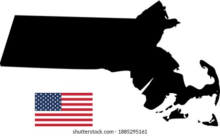 ilustración vectorial del mapa de Massachusetts con bandera estadounidense
