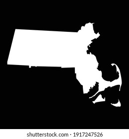 vector illustration of Massachusetts map, Detailed and white image of map of Massachusetts on black background, High detailed blank vector illustration for your website, mobile app,logo and UI design.