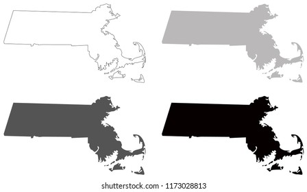 vector illustration of Massachusetts maps