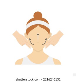 Ilustración vectorial del símbolo y símbolo del icono de la cara de masaje. iconos de mujeres coloreadas para el diseño de sitios web. Diseño simple sobre fondo blanco.