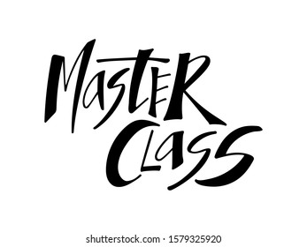 Vector illustration of master class lettering for banner, flyer, poster, event promotion, advertisement design. Handwritten text for template, billboard, print for advertising educational activity