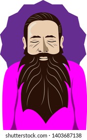 vector illustration master Guru yoga, meditating yoga man flat vector