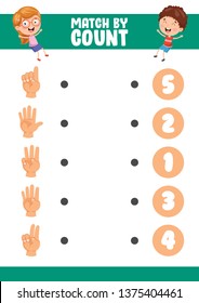 Vector Illustration Of Match By Count Exercise