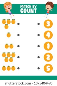 Vector Illustration Of Match By Count Exercise