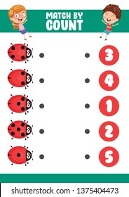 Vector Illustration Of Match By Count Exercise
