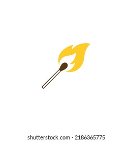Ilustración vectorial de una coincidencia con fuego. icono de coincidencia con llama. Vector minimalista.