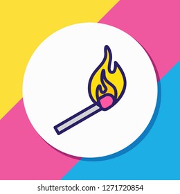 Vector illustration of match icon colored line. Beautiful extra element also can be used as matchstick icon element.