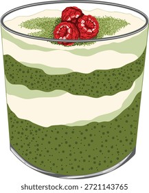 Ilustración vectorial Matcha chia puding - se puede utilizar para el diseño de menú de cafetería