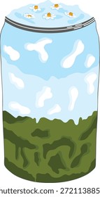 Vektorgrafik von Matcha Himmel Blumen mit grünen und blauen Farbkombination - kann für Café-Menü-Design verwendet werden 