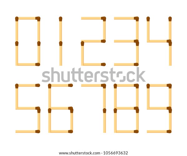Vector Illustration Matches Arabic Numerals Mathematics Stock Vector
