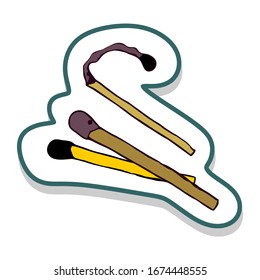 Vector illustration. Matches burnt. Sticker, sticker, icon. Used in design. Single item.