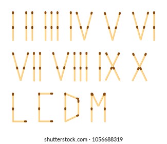 vector illustration. matches. roman numerals. mathematics