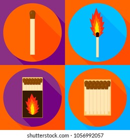 vector illustration. matches. set flat round icon with shadow.