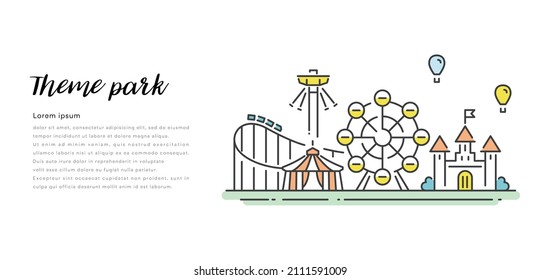 Vector Illustration Material: Amusement Park Landscape