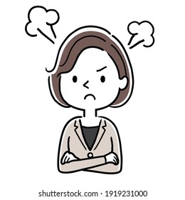 Vector Illustration Material: Angry, Furious Woman, Business Woman