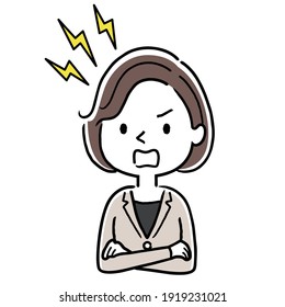 Vector Illustration Material: Angry Young Woman, Business Woman