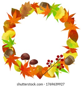 Vector illustration material of autumn frame (autumn leaves wreath)