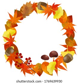 Vector illustration material of autumn frame (autumn leaves wreath)