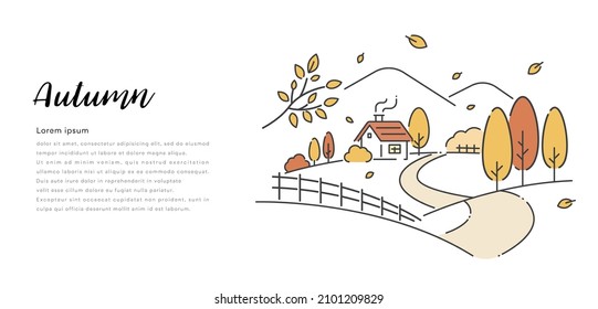 Vector illustration material: Autumn scenery, scenery