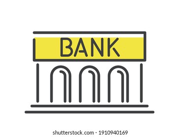Vector Illustration Material: Bank Building, Icon, Simple