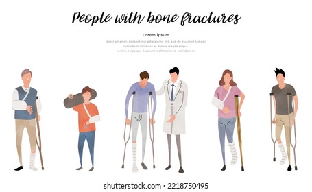 Vector illustration material: broken leg, broken arm, person set