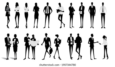 Vector Illustration Material: Business, People Silhouette, People Set