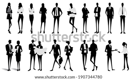 Vector Illustration Material: Business, People Silhouette, People Set