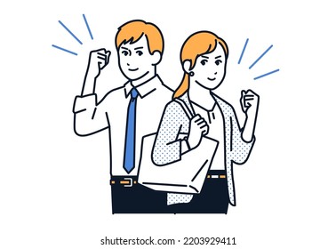 Vector illustration material of a business person doing a guts pose