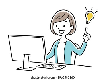 Vector Illustration Material: Business Woman with Inspirational Ideas