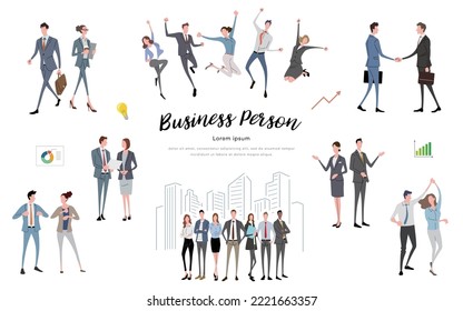 Vector illustration material: businessman, person set