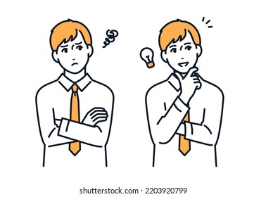 Vector illustration material of a businessman who solved the problem